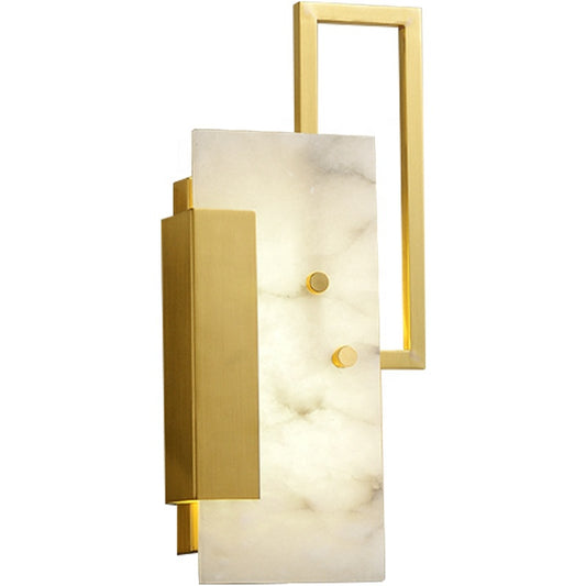 Square alabaster wall light bedroom copper