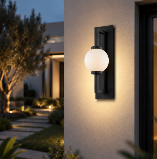 Orb Outdoor Wall Light – Warm White Aluminium Garden Wall Lamp