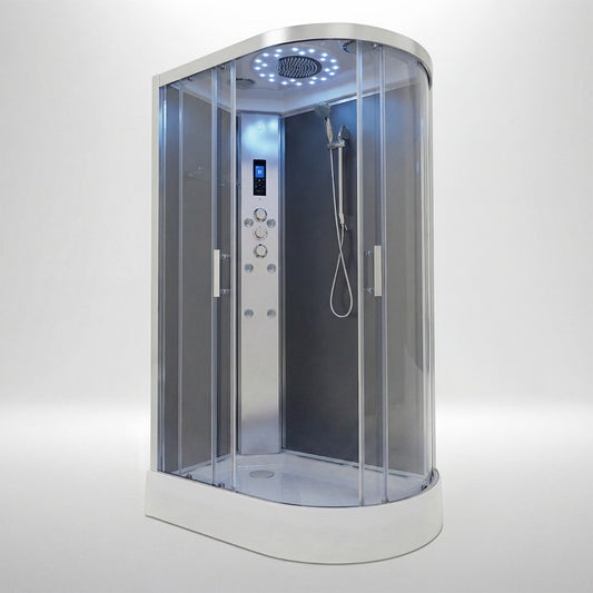 Platinum shower cabin 1200x800mm chrome frame with anthracite matte back wall