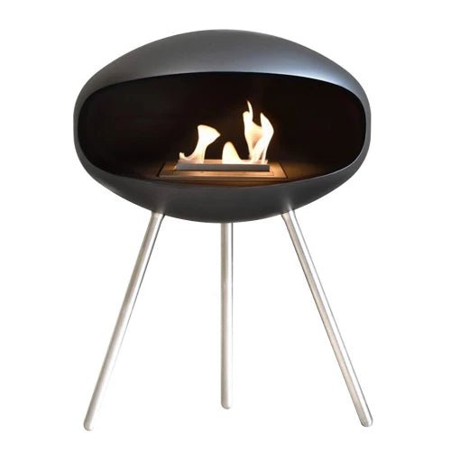 Cocoon Terra Smokeless Bioethanol Fire Matte Black with Steel Legs - Nuovo Luxury - Cocoon Fireplace