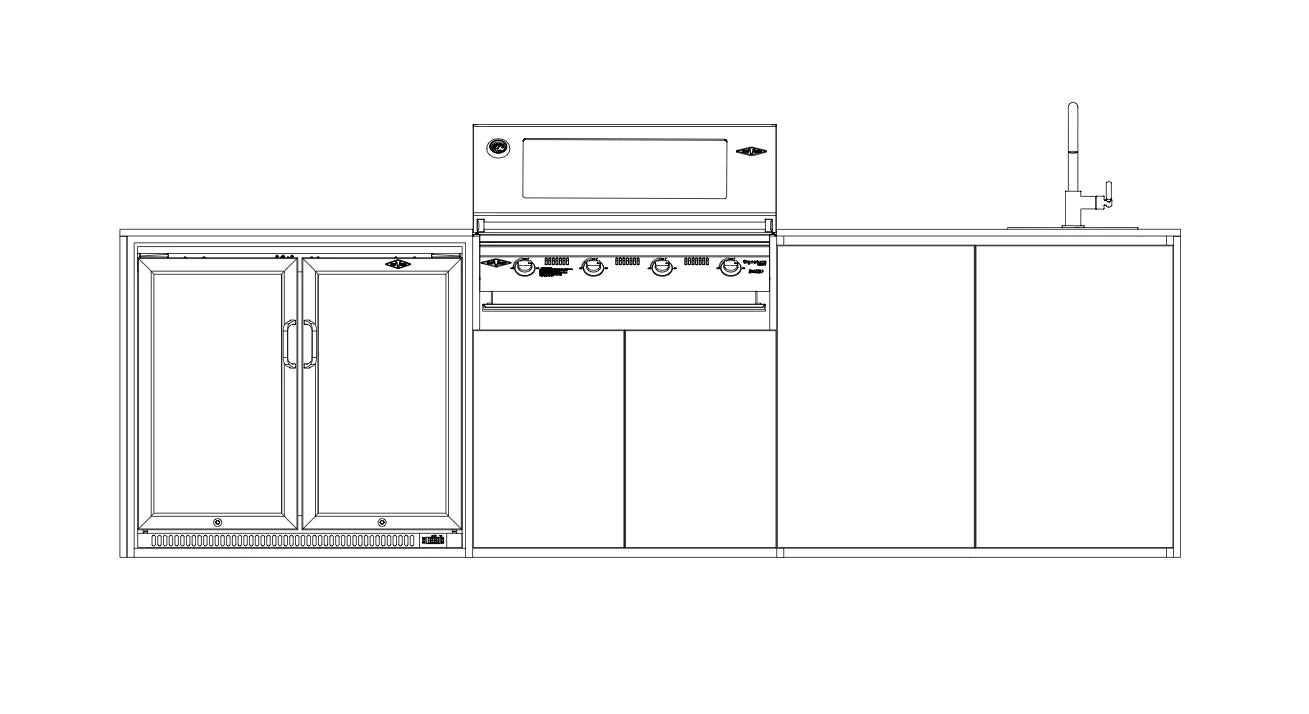 FrescoPro Augusta Outdoor Kitchen With 7000P 4 Burner BBQ - Granite / ACP Doors - Nuovo Luxury - Outdoor Kitchen