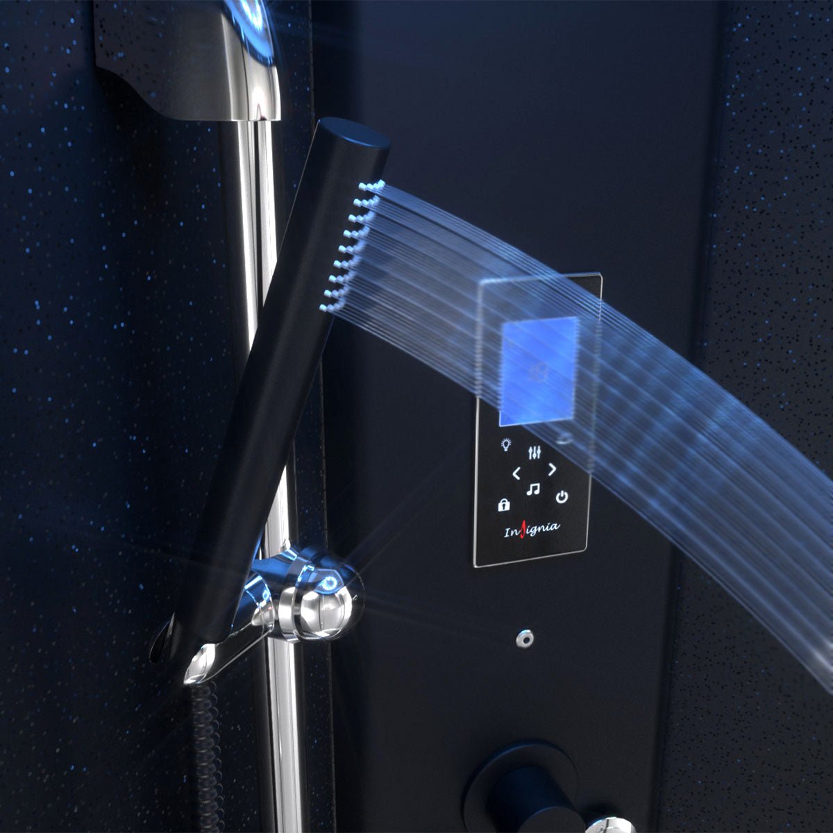 Limited Edition Insignia Black Sparkle Steam Shower Quadrant - Nuovo Luxury - Steam Shower