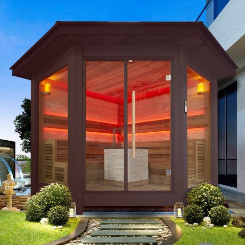 Ultimate 6 to 8 - Person Traditional Garden Sauna Cedar Wood - Nuovo Luxury - Outdoor Sauna