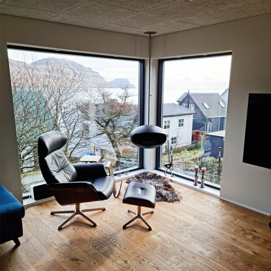 Cocoon Aeris Smokeless Bioethanol Fire Black with Steel Mounting Pole - Nuovo Luxury - Ceiling - mounted Fireplace