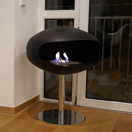 Cocoon Pedestal Smokeless Bioethanol Fire Matte Black with Steel Pedestal - Nuovo Luxury - Cocoon Fireplace