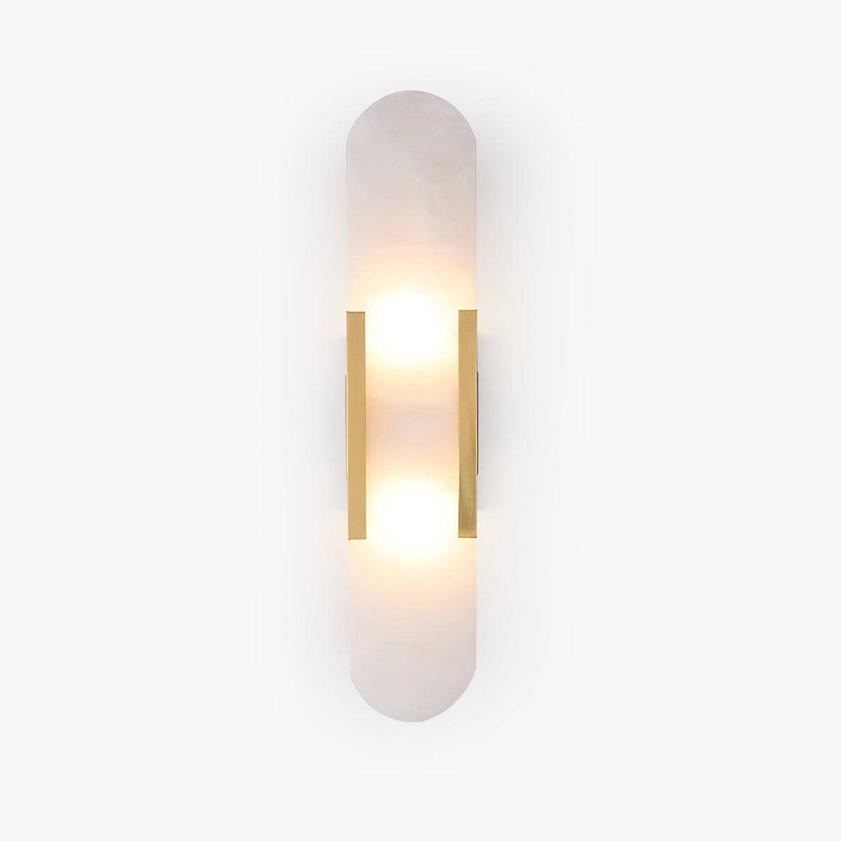 Alabaster lighting collection, Colonna alabaster wall sconce in brass
