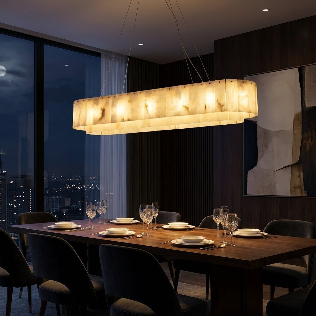 Alabaster chandeliers and pendant lights collection, Seville tiered alabaster chandelier
