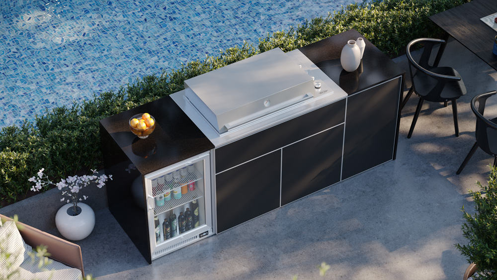 FrescoPro Canberra Outdoor Kitchen with Pro Line 6 Burner Barbeque- Dekton / ACP Doors - Nuovo Luxury
