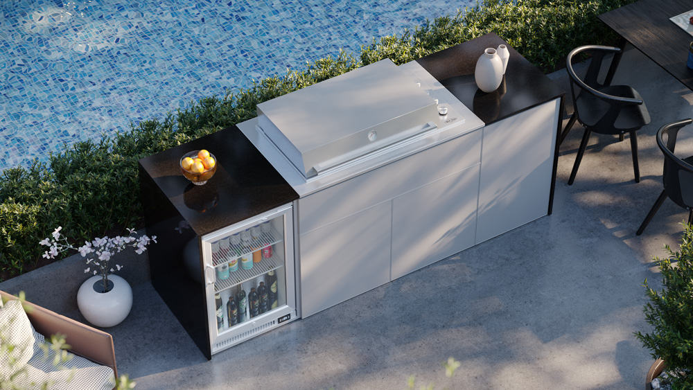 FrescoPro Canberra Outdoor Kitchen with Pro Line 6 Burner Barbeque- Dekton / Dekton Doors - Nuovo Luxury