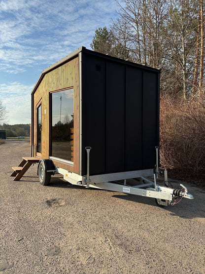 The Nomad sauna heater with olivine diabase sauna stones