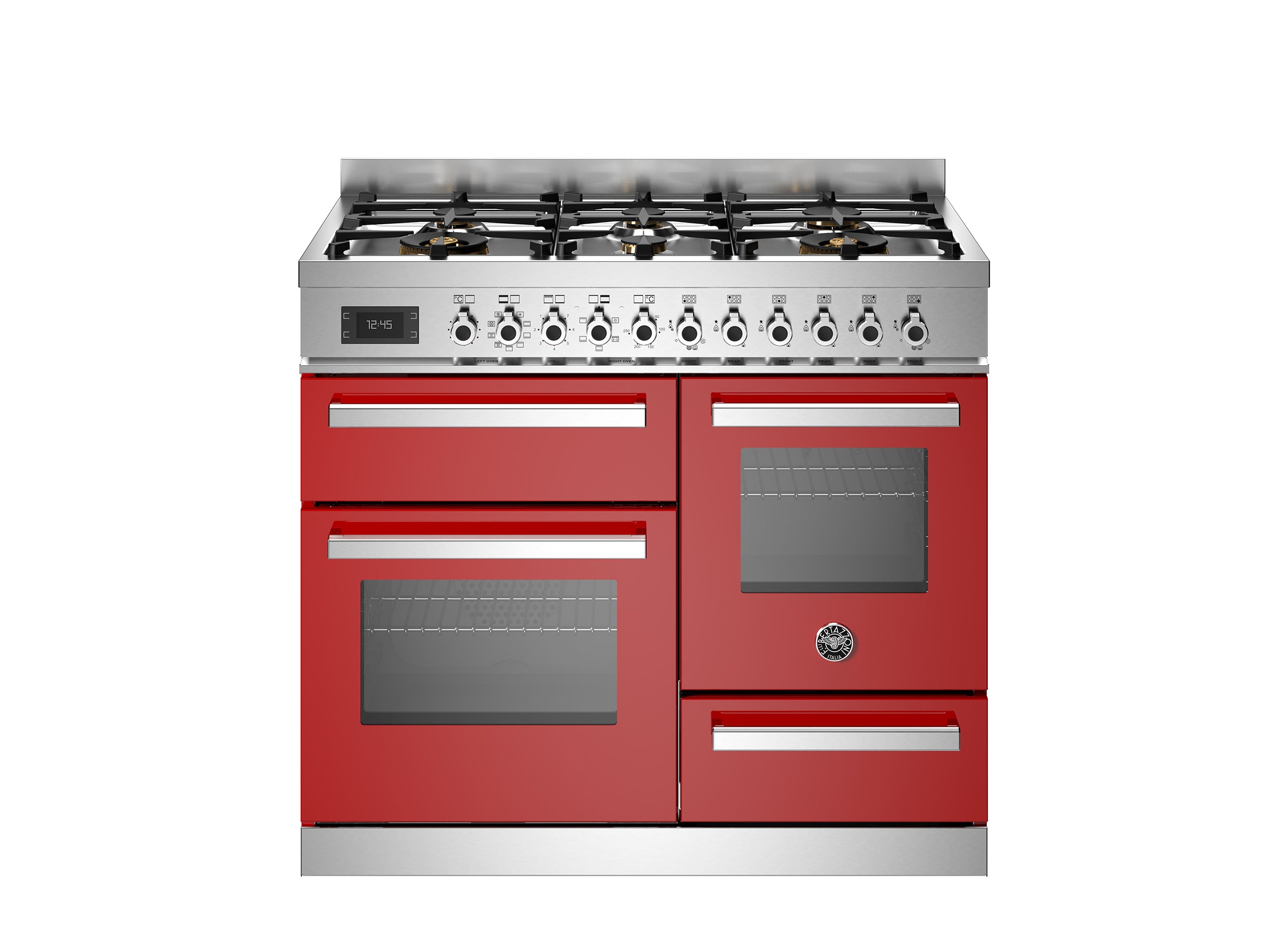 Bertazzoni Professional 100cm Range Cooker XG Oven Dual Fuel Red - Nuovo Luxury