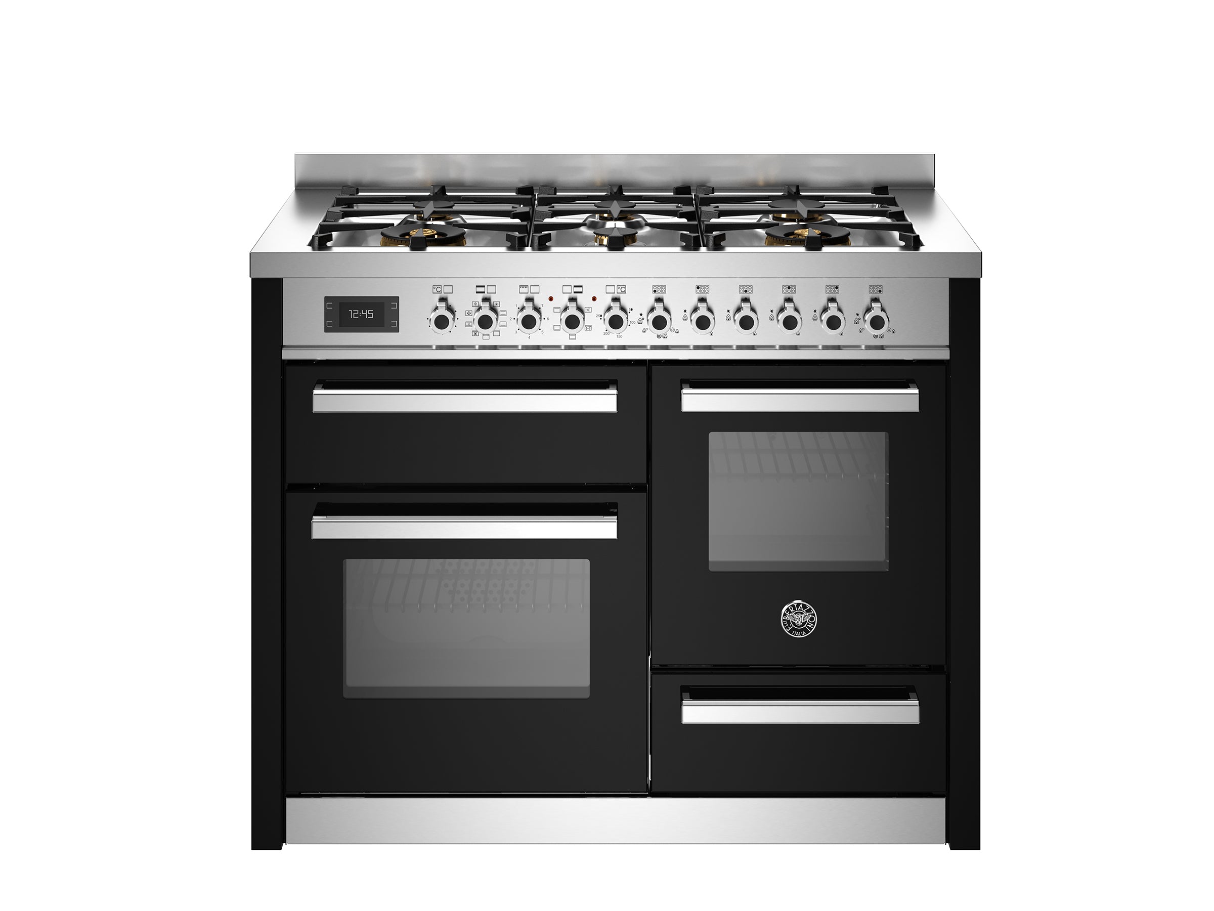 Bertazzoni Professional 110cm Range Cooker XG Oven Dual Fuel Gloss Black - Nuovo Luxury