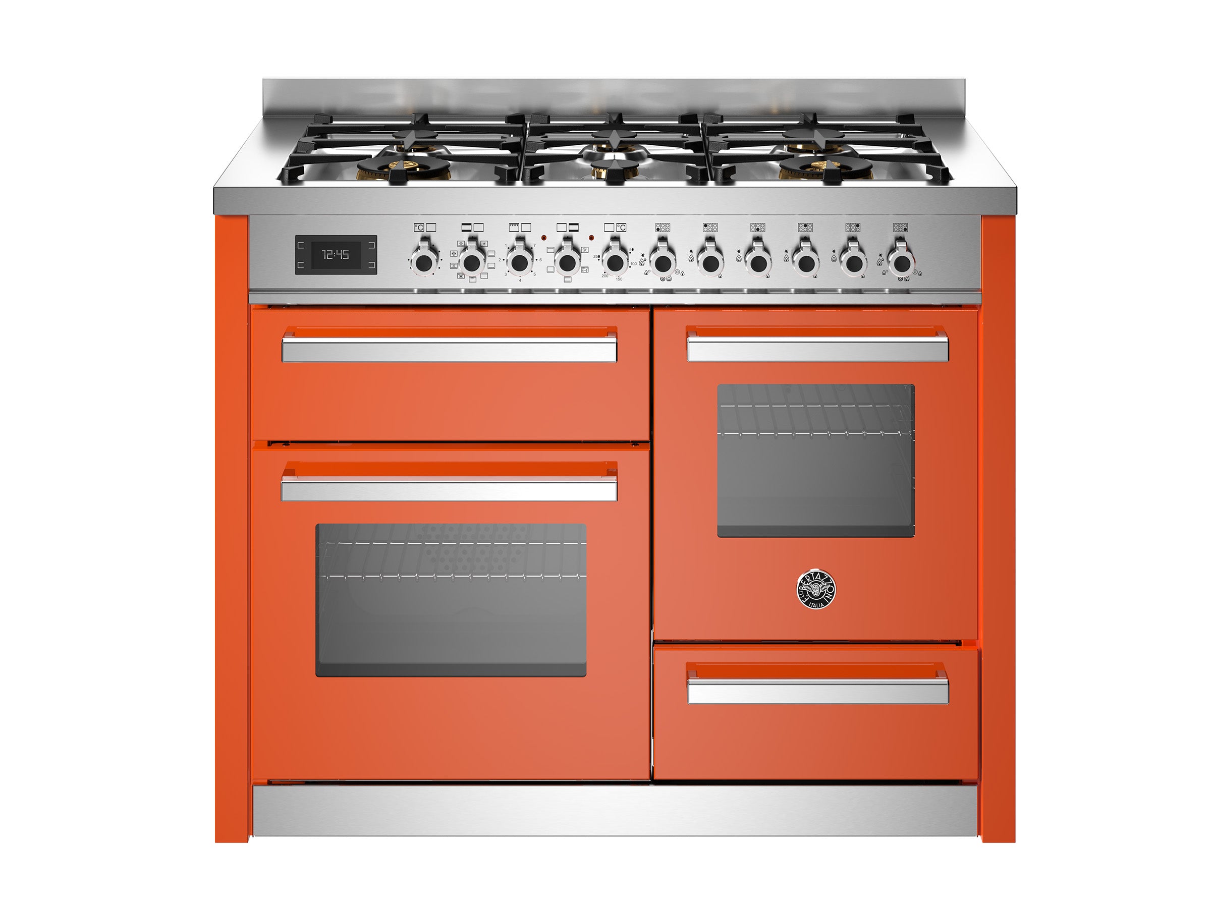 Bertazzoni Professional 110cm Range Cooker XG Oven Dual Fuel Gloss Orange - Nuovo Luxury