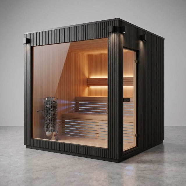 The Outpost insulated sauna with panoramic window