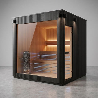 The Outpost insulated sauna with panoramic window