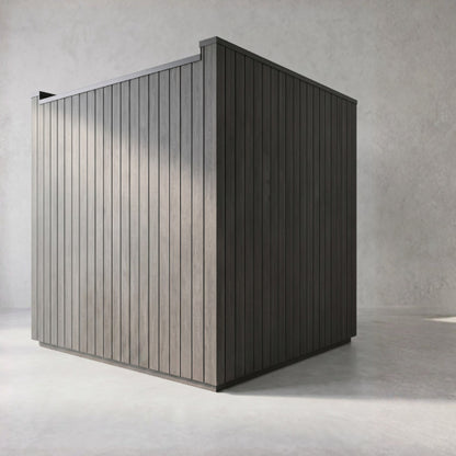 The Outpost sauna detail - panoramic tempered glass window