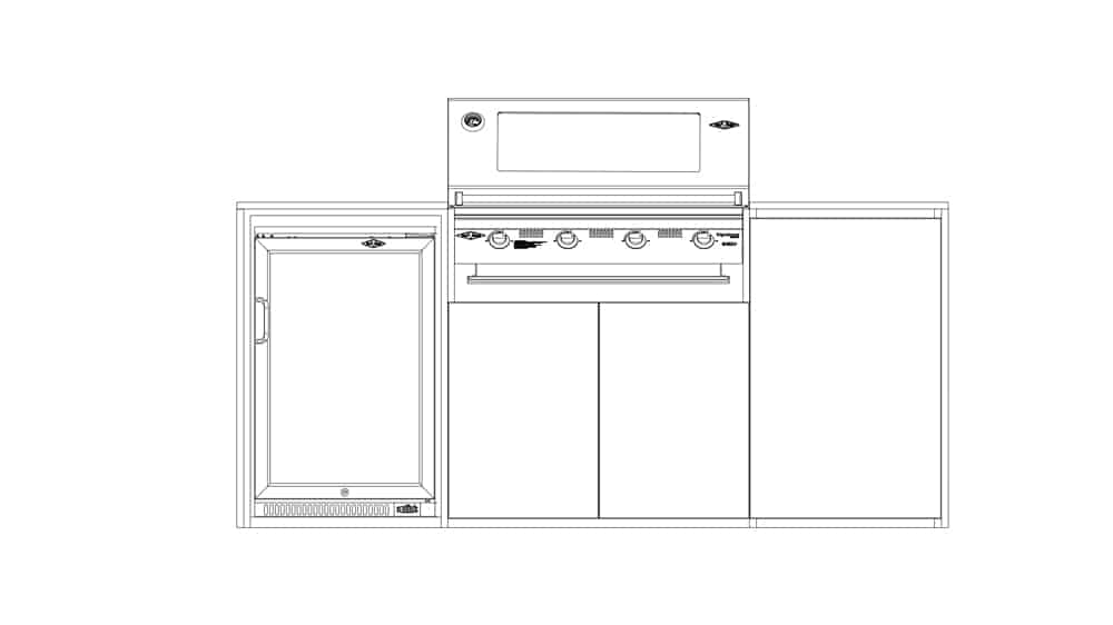 FrescoPro Canberra Outdoor Kitchen with S3000S 5 Burner Barbeque - Granite/ ACP Doors - Nuovo Luxury