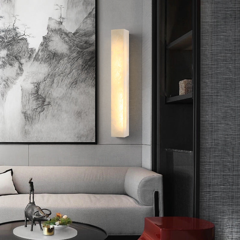Black white alabaster strip wall light staircase