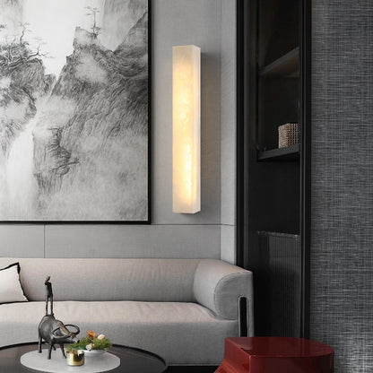 Black white alabaster strip wall light staircase