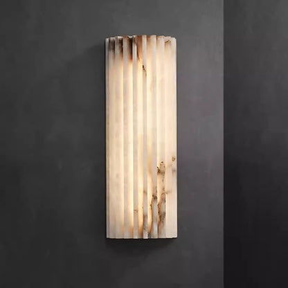 Alabaster ribbed cylinder wall lamp bathroom