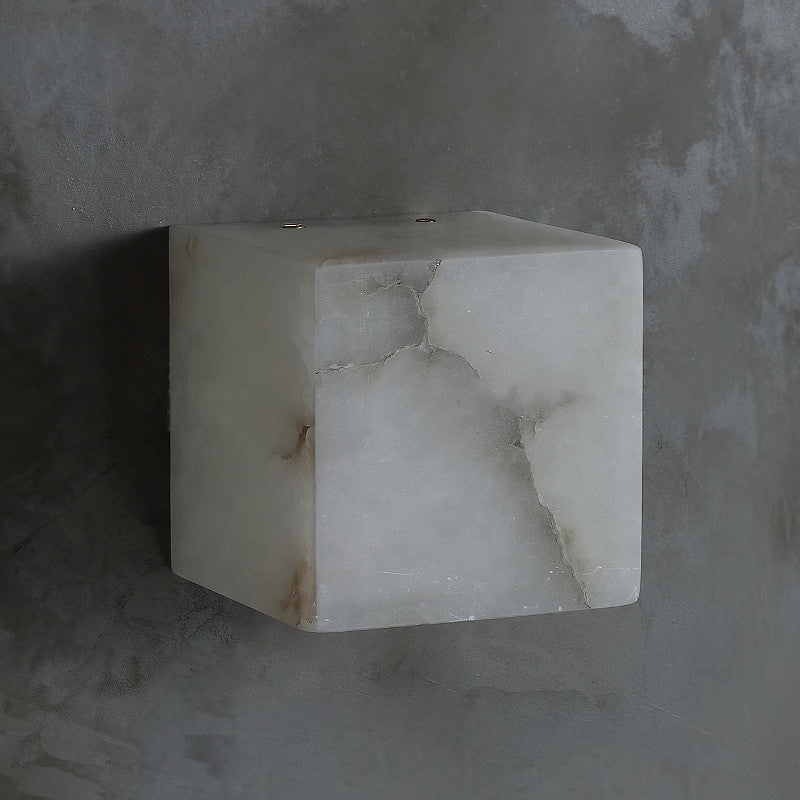 Natural stone square wall light warm glow