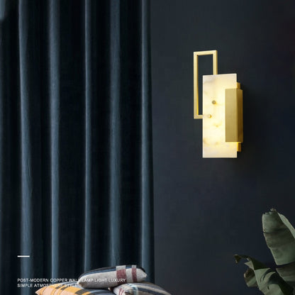 Natural alabaster square sconce warm interior