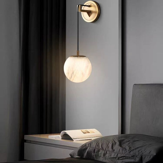 Alabaster ball recessed wall light translucent stone glow