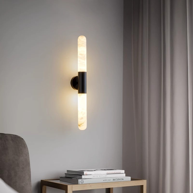 Stone wall light translucent alabaster natural veining