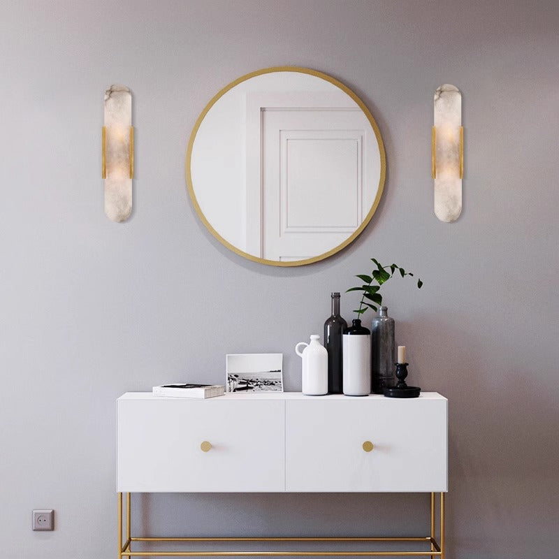 Stone wall light translucent alabaster detail