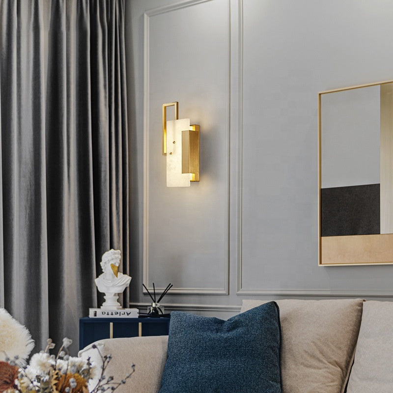 Alabaster copper square wall sconce product view