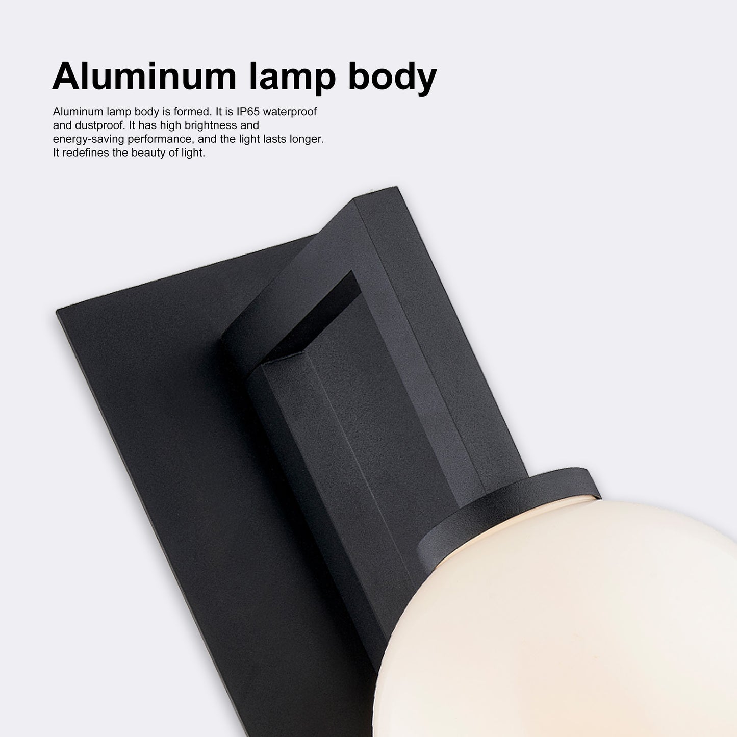 Warm white globe wall light illuminating garden corridor