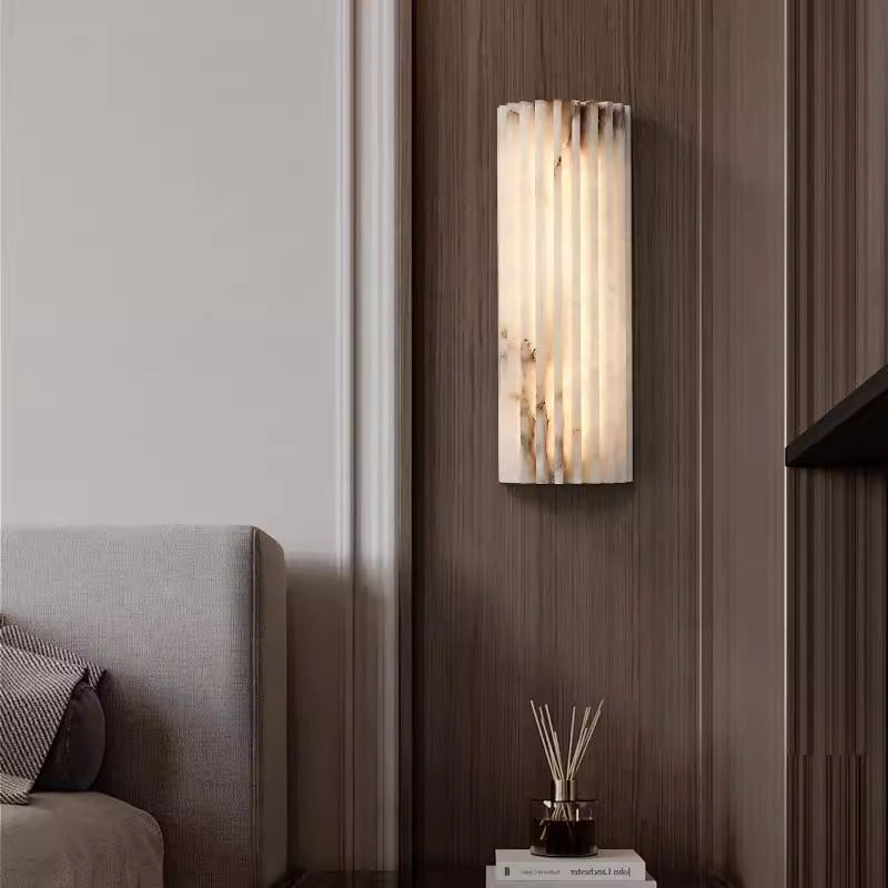 Natural stone ribbed wall light ambient warm
