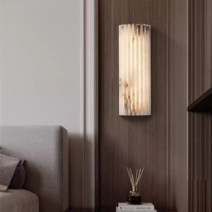 Natural stone ribbed wall light ambient warm