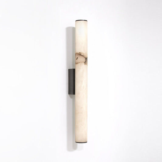 Recessed linear LED wall light copper finish natural stone
