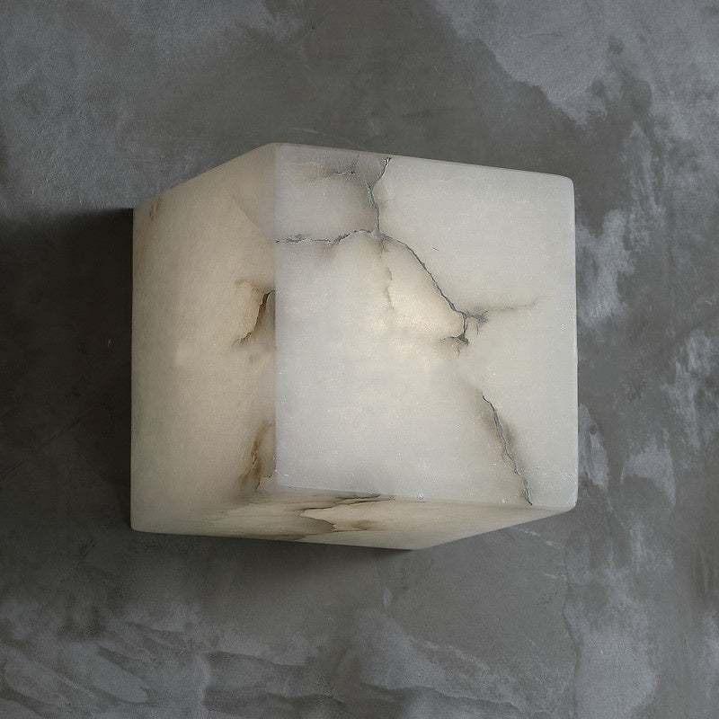 Cubo alabaster square wall sconce corridor