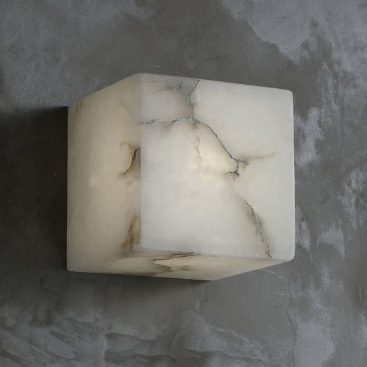 Cubo alabaster square wall sconce corridor