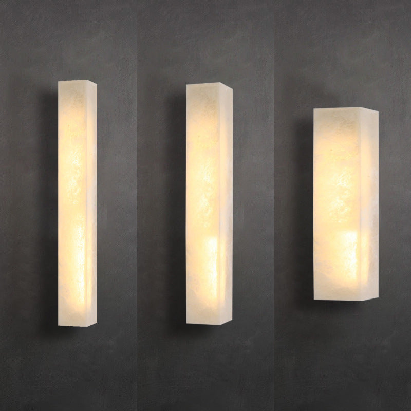 Linear stone wall light product view copper frame