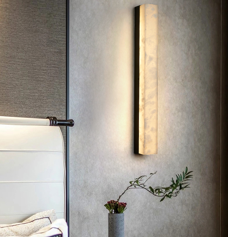 Alabaster copper strip wall lamp gold finish living room