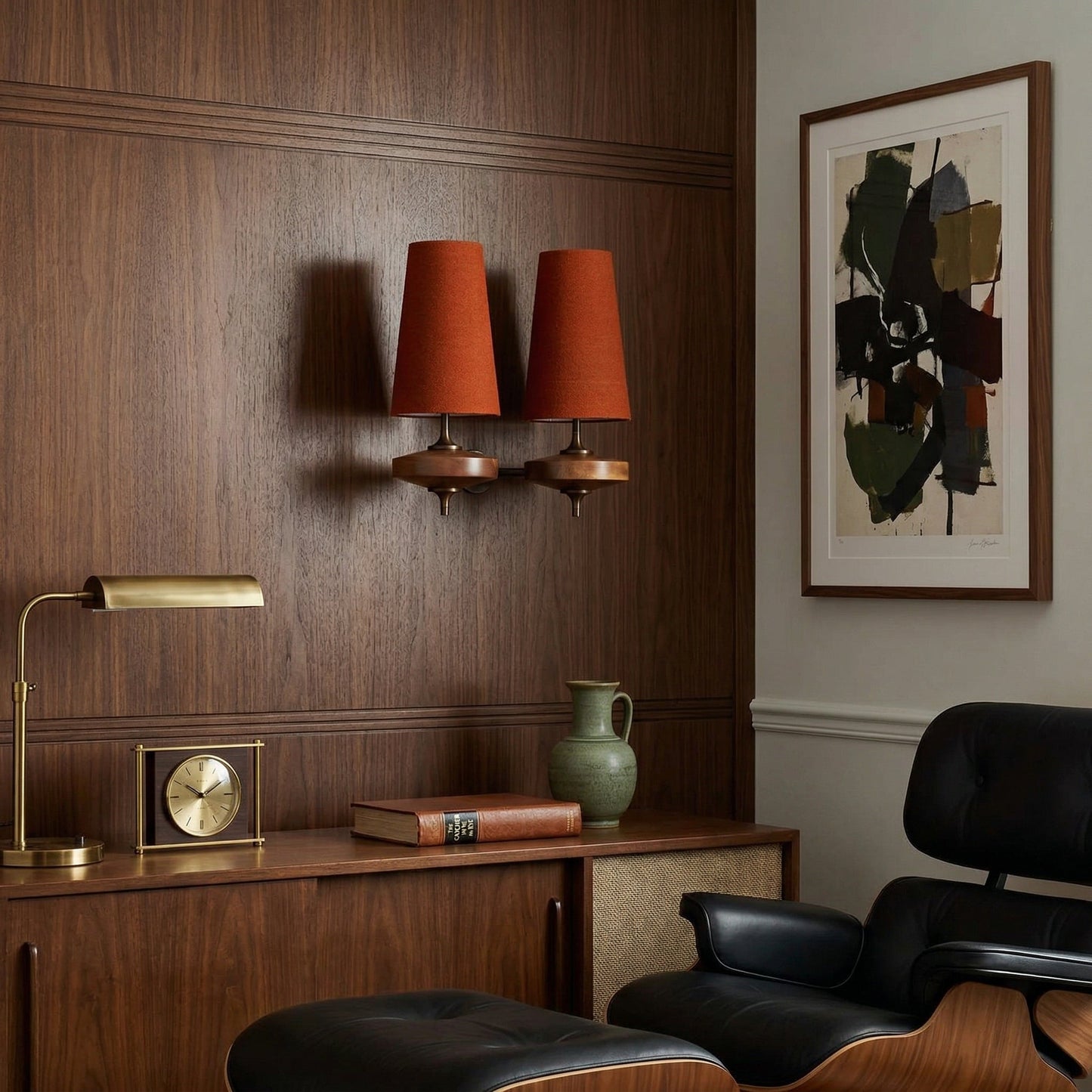 Walnut and brass wall sconce all colours detail