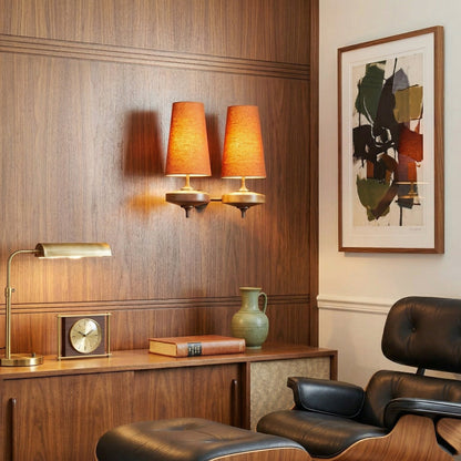 Walnut and brass wall sconce all colours