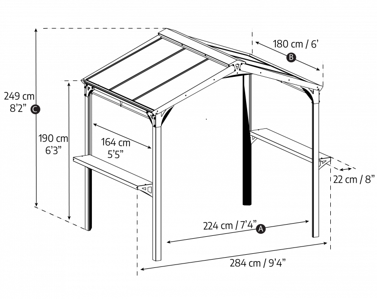 Canopia by Palram Austin 6ft x 8ft Outdoor BBQ Gazebo - Nuovo Luxury