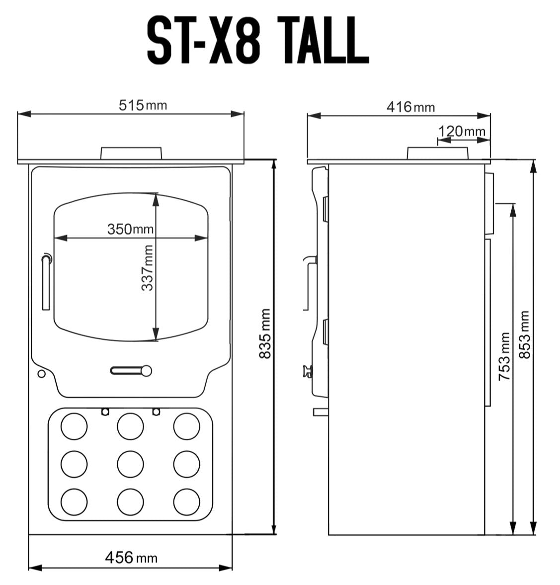 Saltfire ST-X8 Tall Eco Design Ready Wood Burning & Multi-Fuel Stove