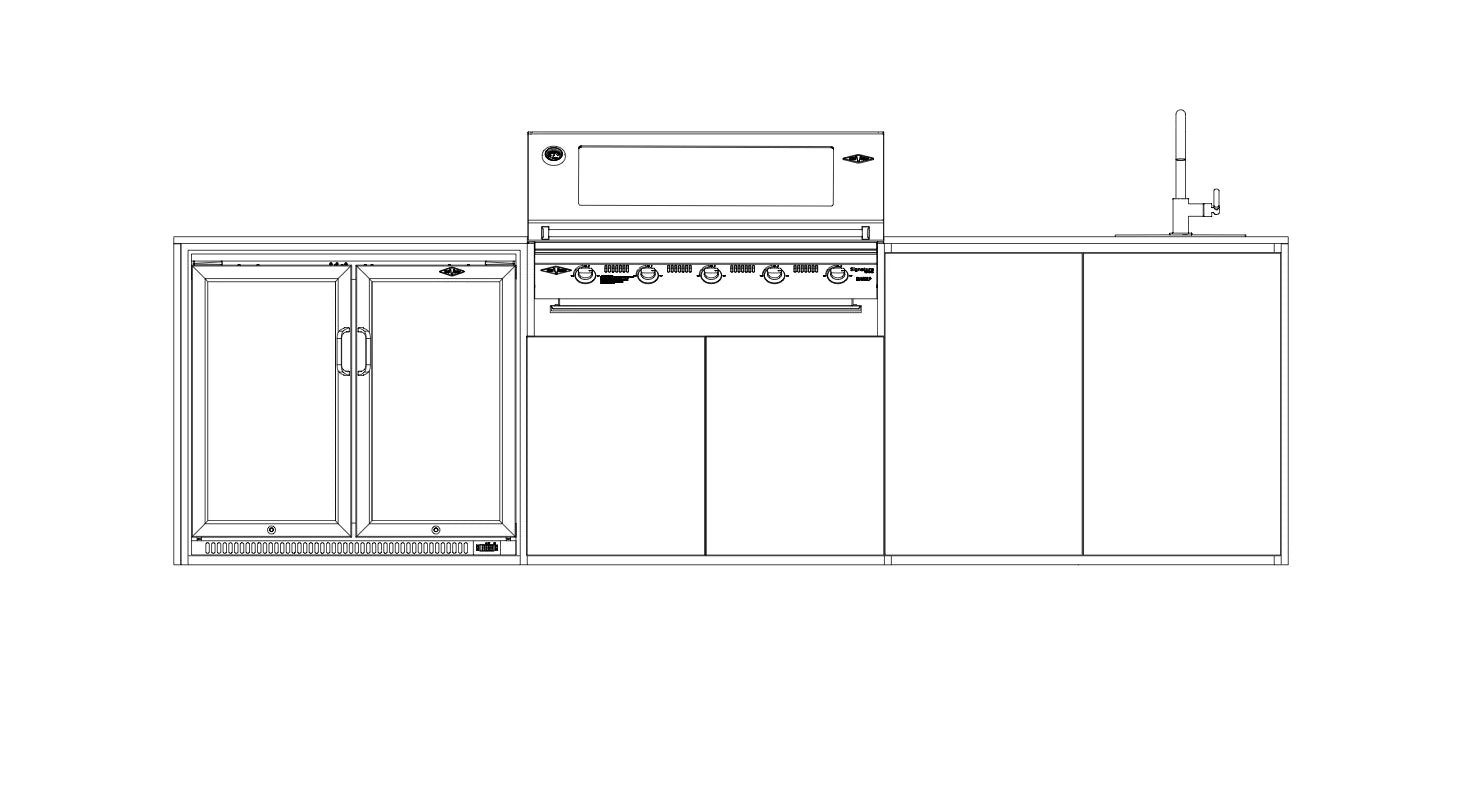 FrescoPro Augusta Outdoor Kitchen With 7000P 5 Burner BBQ - Granite Top / ACP Doors - Nuovo Luxury