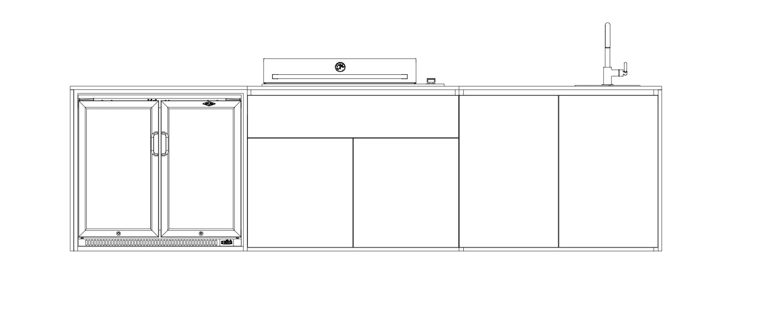 FrescoPro Augusta Outdoor Kitchen With Pro Line 6 Burner BBQ - Granite Top / ACP Doors - Nuovo Luxury