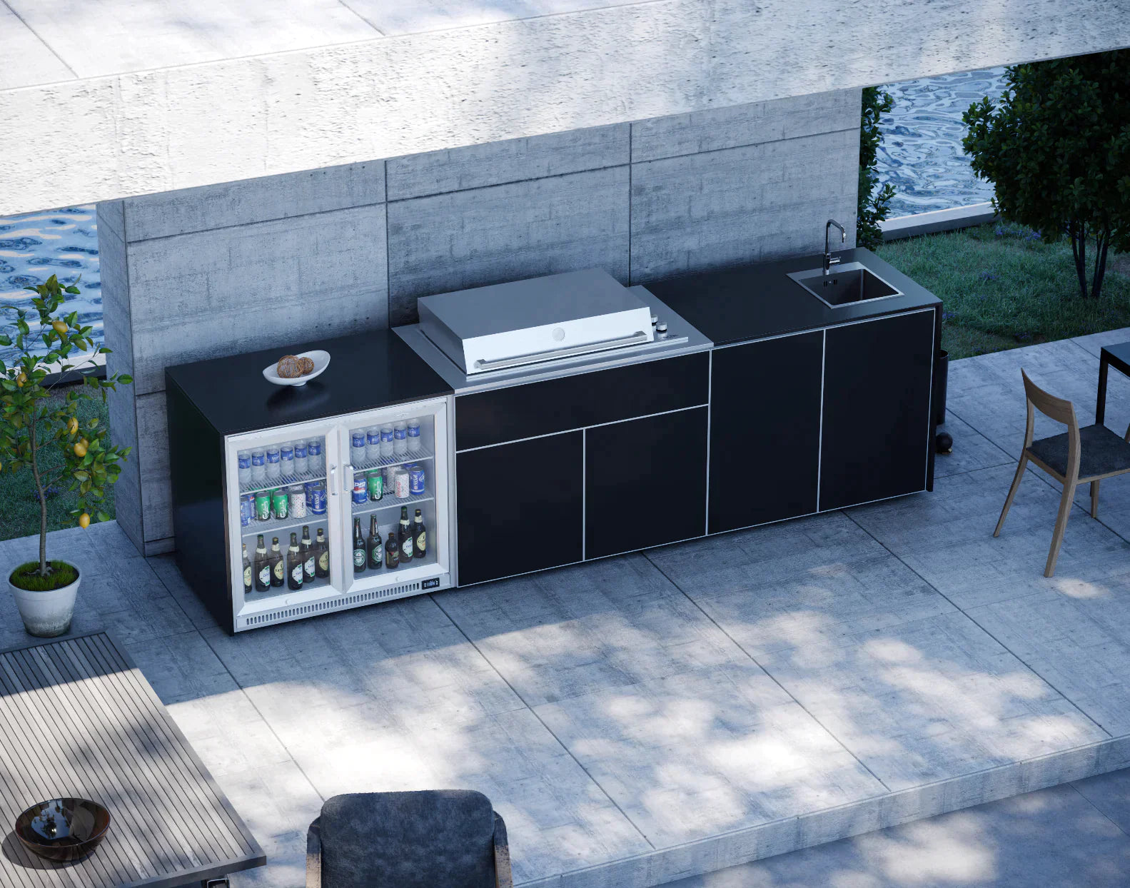 FrescoPro Augusta Outdoor Kitchen With Pro Line 6 Burner BBQ - Dekton Top / Dekton Doors - Nuovo Luxury