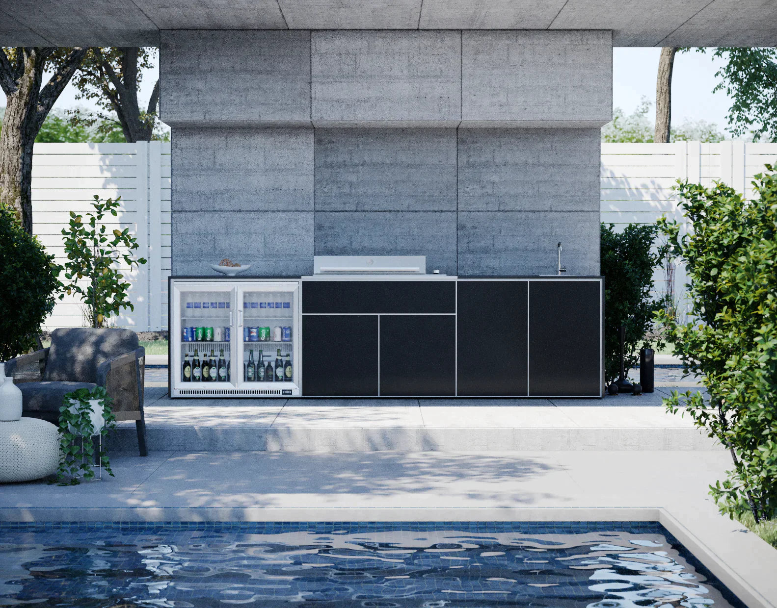 FrescoPro Augusta Outdoor Kitchen With Pro Line 6 Burner BBQ - Dekton Top / Dekton Doors - Nuovo Luxury