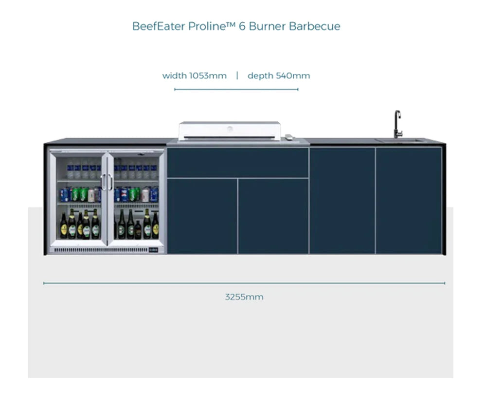 FrescoPro Boronia Outdoor Kitchen With 7000P 4 Burner BBQ - Dekton Top / ACP Doors - Nuovo Luxury