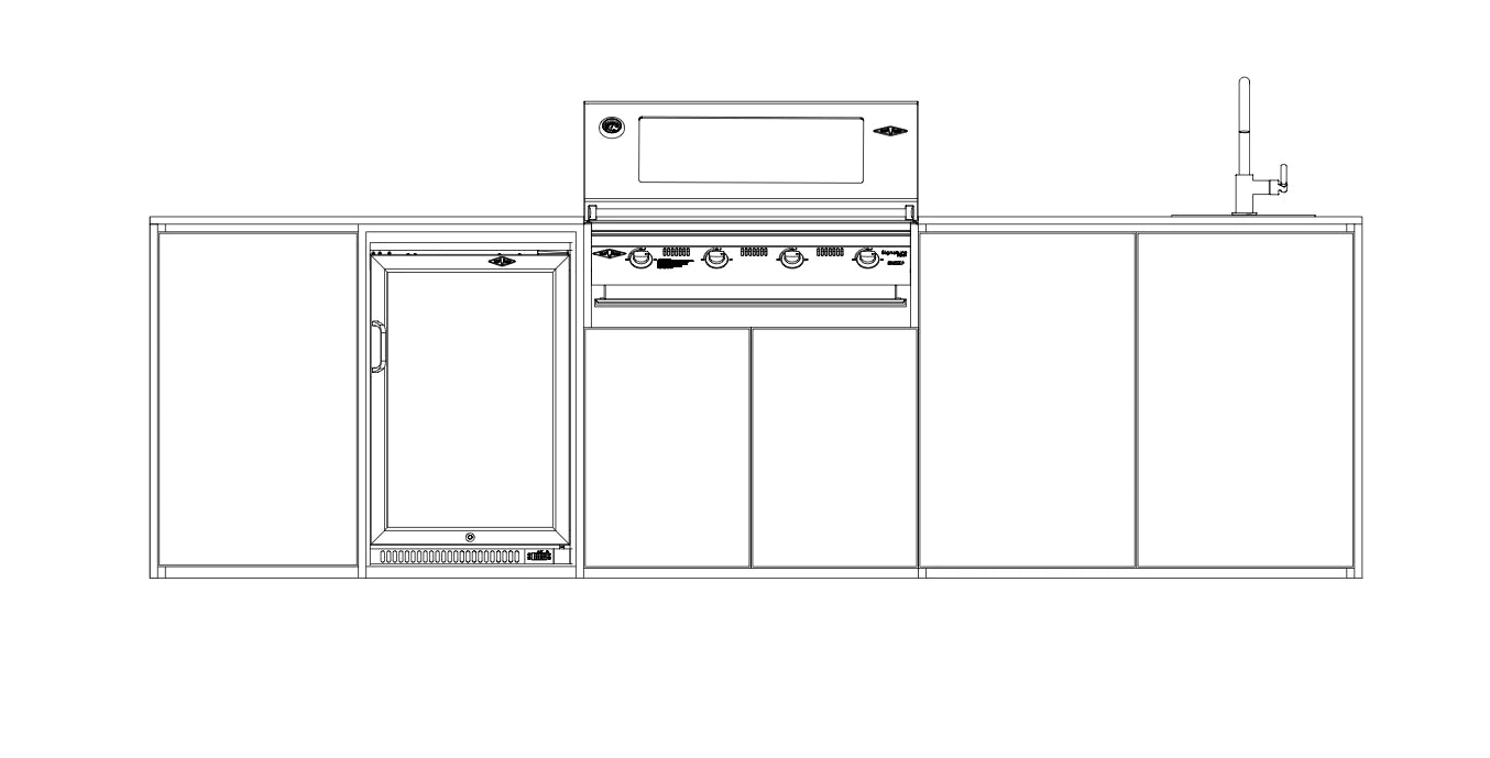 FrescoPro Boronia Outdoor Kitchen With 7000P 4 Burner BBQ - Dekton Top / ACP Doors - Nuovo Luxury