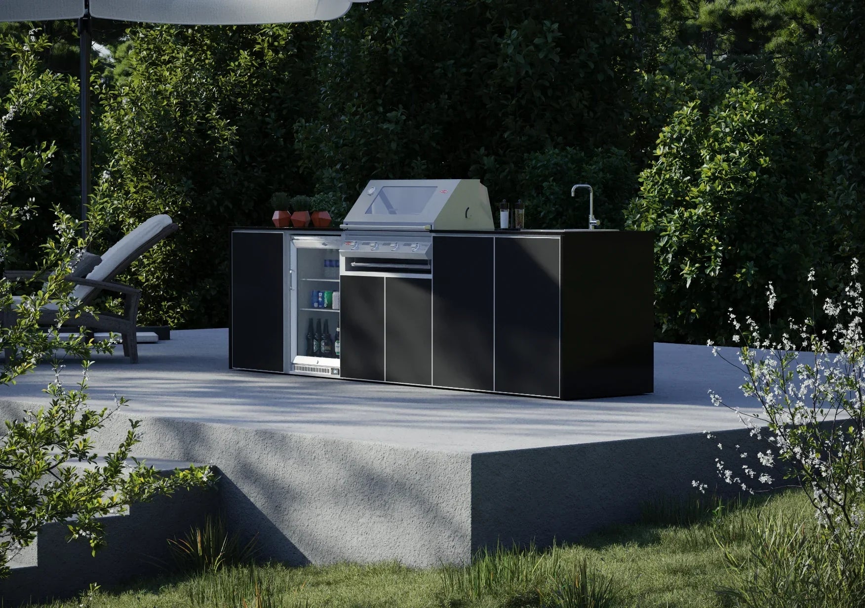FrescoPro Boronia Outdoor Kitchen With 7000P 4 Burner BBQ - Dekton Top / Dekton Doors - Nuovo Luxury
