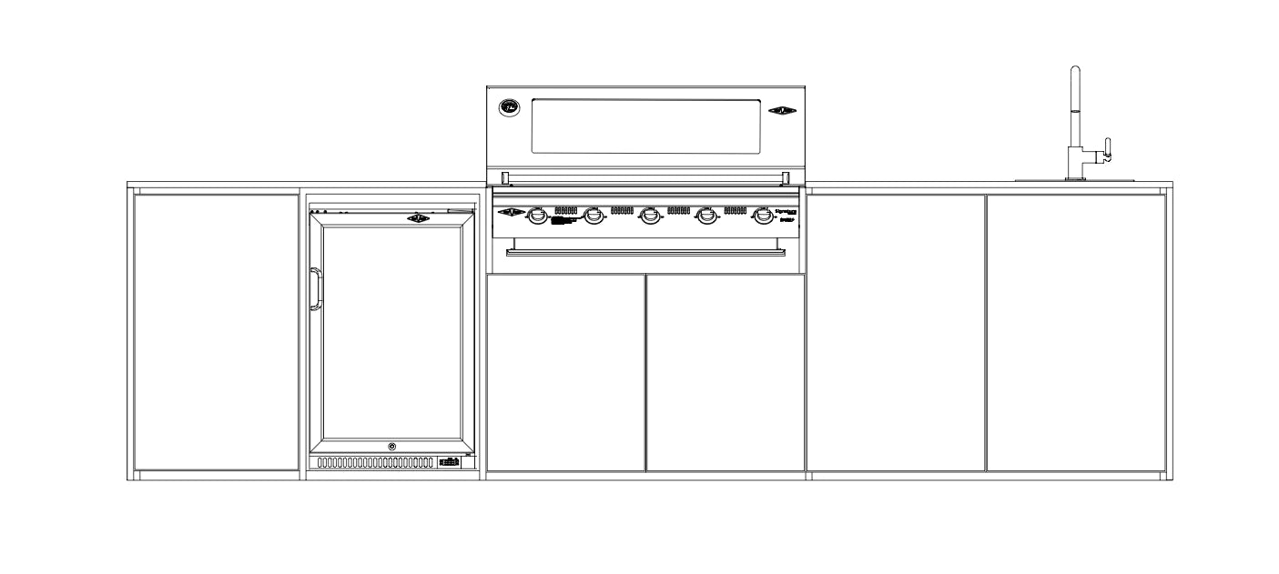 FrescoPro Boronia Outdoor Kitchen With 7000P 5 Burner BBQ - Granite Top / ACP Doors - Nuovo Luxury